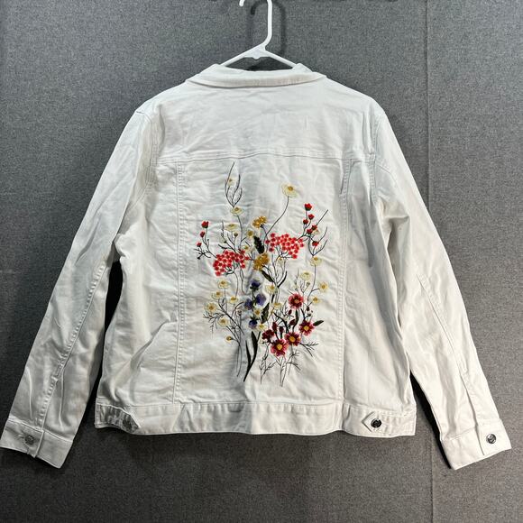 Laurie Felt Wave Denim Jacket with Embroidery White Size Large - Picture 2 of 15